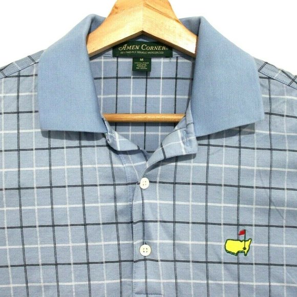Amen Corner Masters Golf Mens Size Medium Pima Cotton Plaid Polo T-Shirt - Picture 3 of 3
